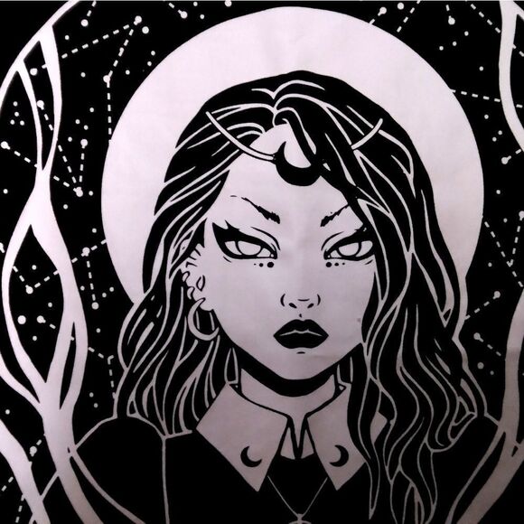 KILLSTAR- GOTHIC, PENTEGRAM, WITCHY, WICCAN, "MOON SPELL" DRESS, WHITE COLLAR - Picture 14 of 15